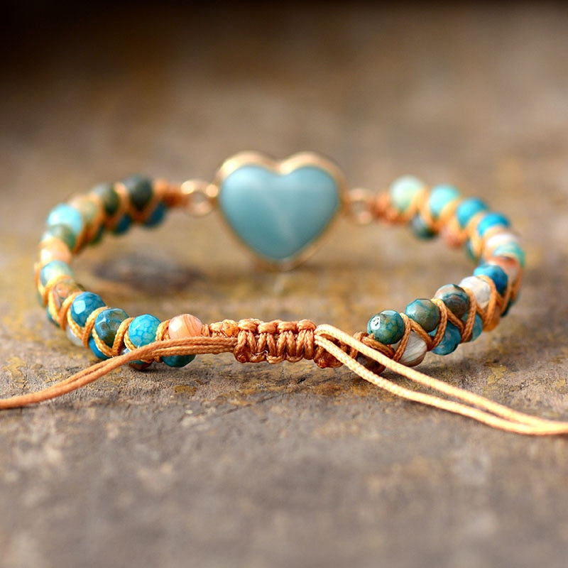 Braided Bracelet - Amazonite Heart