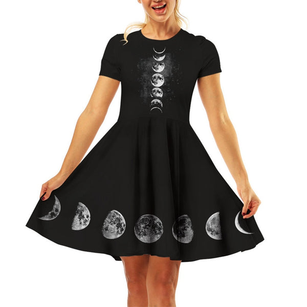 Witchy Moon Phases Black Dress