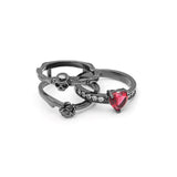 'Red Heart Crystal Skull'™ Ring Set