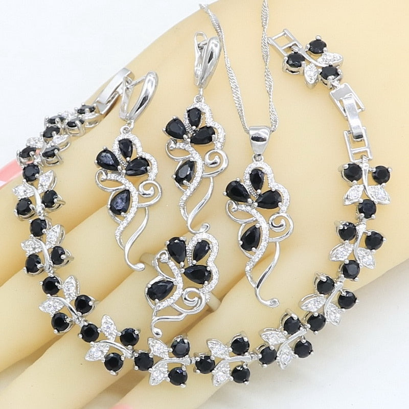 'Zirconia Black'™ Silver Jewelry Set