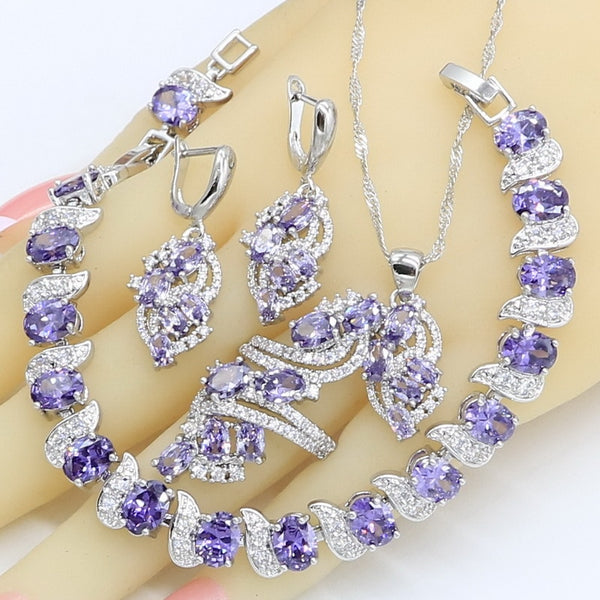 'Zirconia Purple'™ Silver Jewelry Set