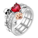 'Red Heart Crystal Skull'™ Ring Set