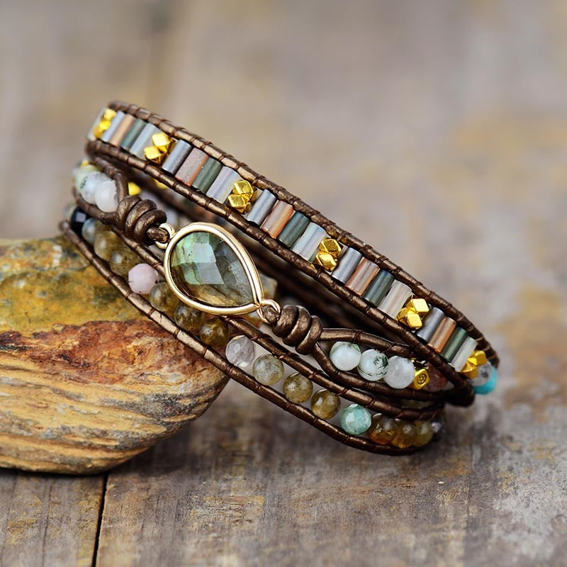 Wrap Bracelet - Labradorite Rhinestone