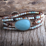 'Natural Stone Charm' Wrap Bracelet