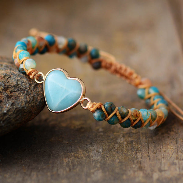 Braided Bracelet - Amazonite Heart