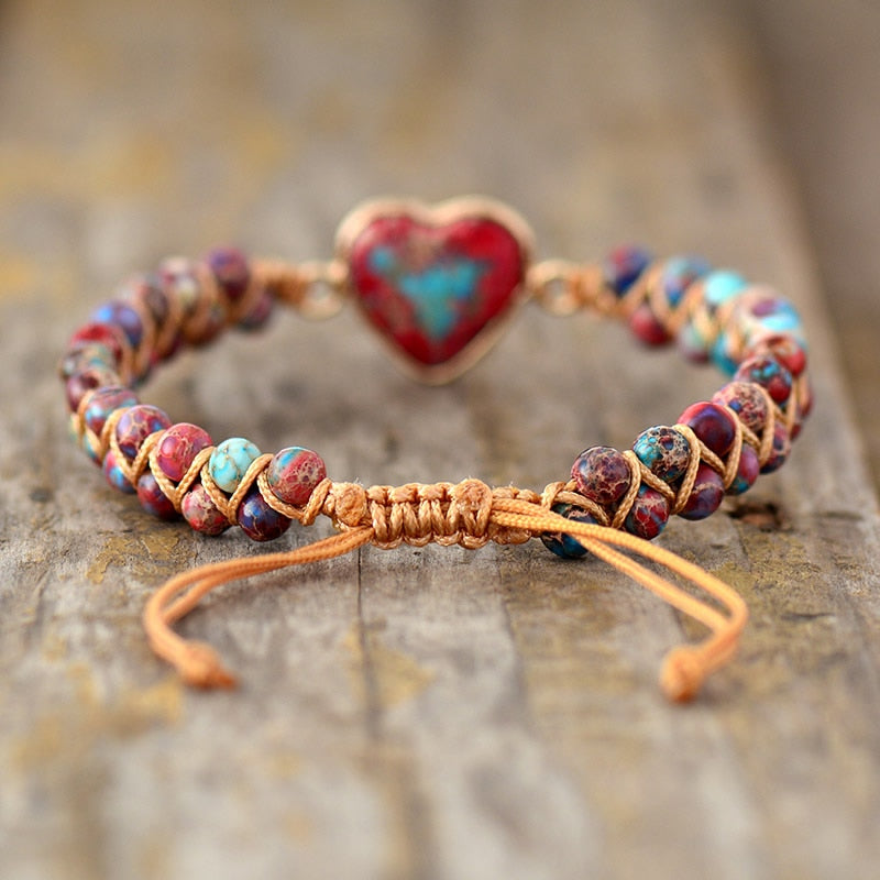 Braided Bracelet - Heart Stone