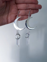 'Crescent Moon Quartz Aura' Earrings
