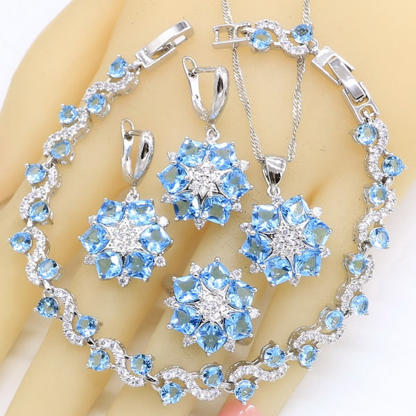'Zirconia Blue'™ Silver Jewelry Set
