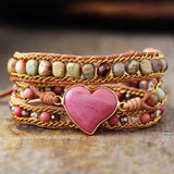 Wrap Bracelet - Rhodochrosite Heart